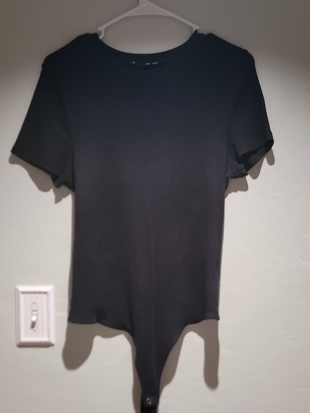 Good American Black Short-Sleeve Bodysuit Tee